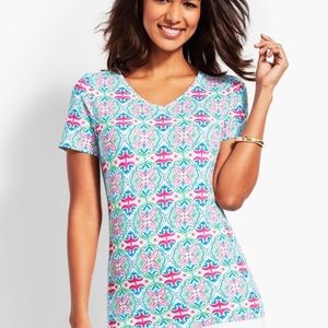 Talbots Treasure Tiles V-neck T-shirt